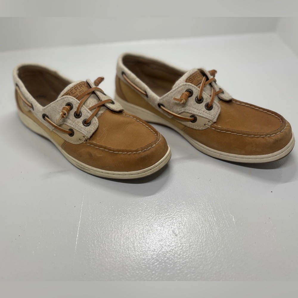 Women’s Sperry Rosefish Brown and Cream Boat Shoes size 9 - Picture 2 of 11